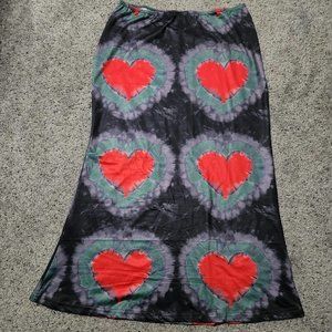 Heart tie dye midi skirt